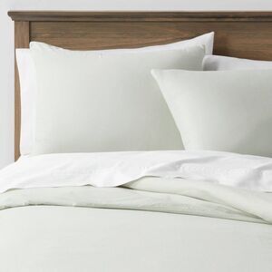 Threshold Light Green and White Duvet Cover Set